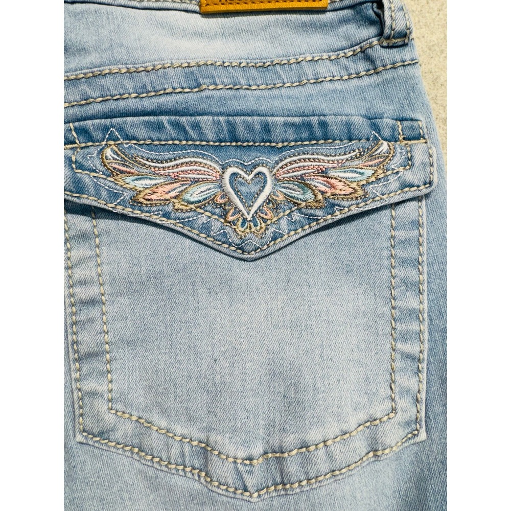 Austin Landing Jeans Women 11/30 Light Wash Flare Bootcut Embroidered Wing Heart